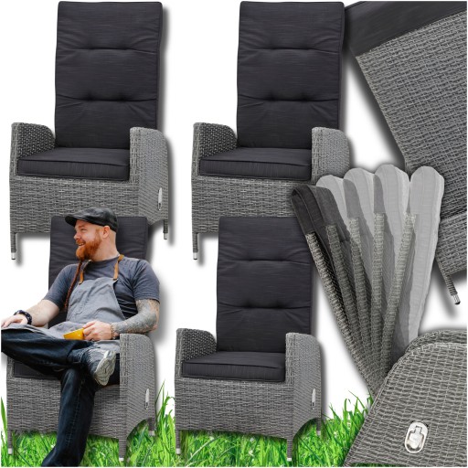 4xKRZESŁO FOTEL Krzesła Brisbane RATTAN ROZKŁADANE