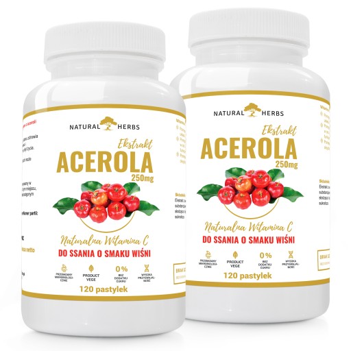 ACEROLA 250mg Naturalna Witamina C DO SSANIA 2x120