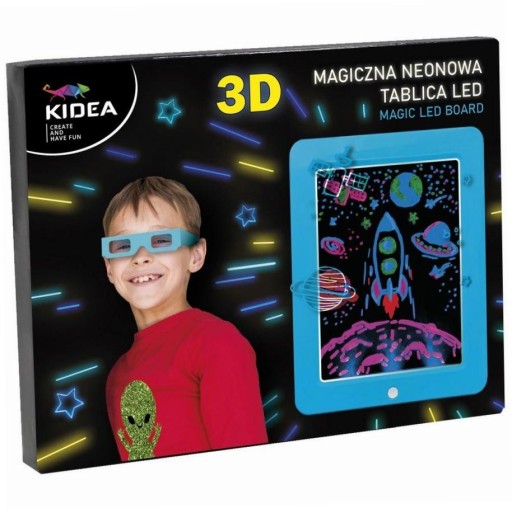 Magiczna neonowa tablica 3D LED niebieska KIDEA