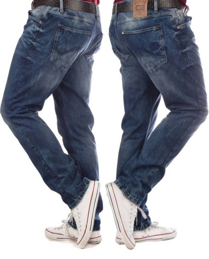 SPODNIE MĘSKIE JEANS CIPO BAXX REGULAR PRZECIERANE