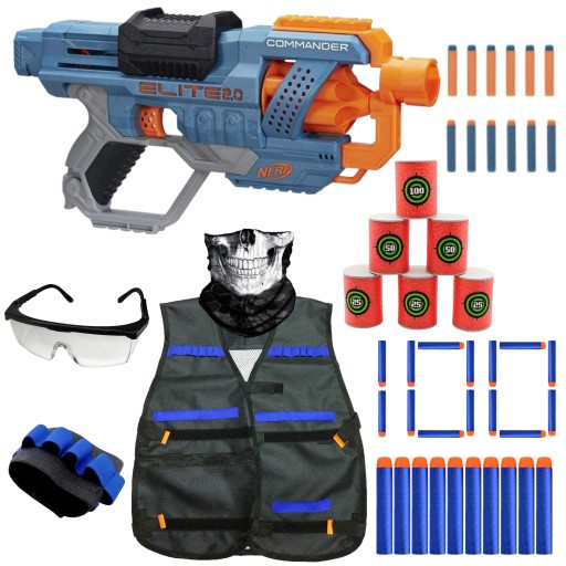 NERF PISTOLET ELITE 2 0 COMMANDER KARABIN STRZAŁKI KAMIZELKA OKULARY BECZKI