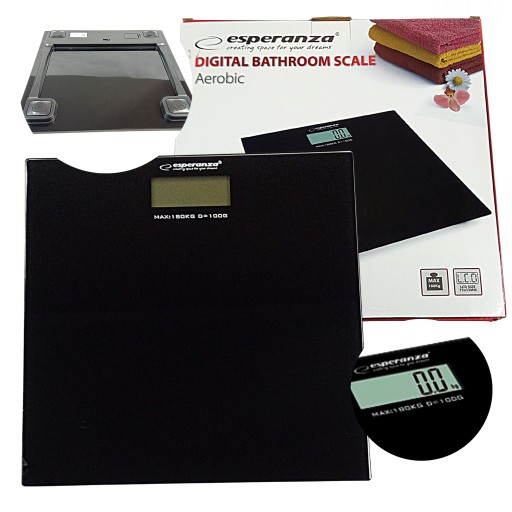 SZKLANA WAGA ŁAZIENKOWA ELEKTRONICZNA LCD DO 180KG