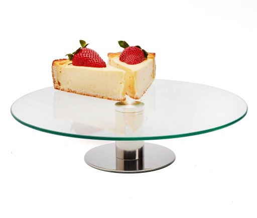 PATERA na TORT CIASTO obrotowa SZKŁO + STAL 30 cm