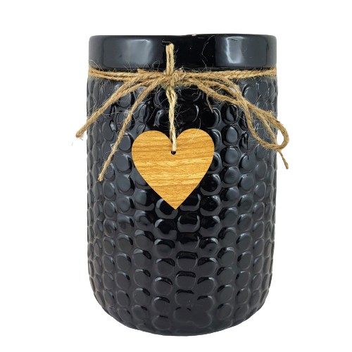 WAZON CERAMICZNY CZARNY KROPKI 14,5 × 20 CM