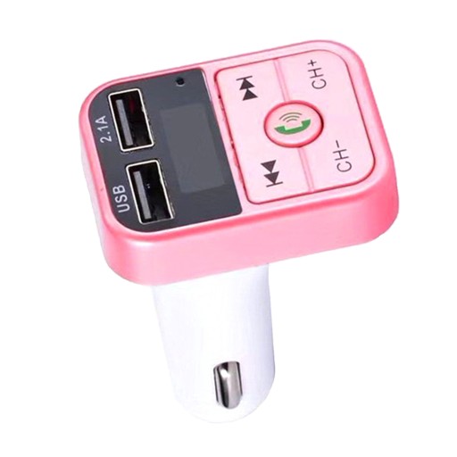 Bluetooth w samochodzie Bezprzewodowa ładowarka FM MP3 Różowa