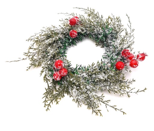 WIANEK ŚWIĄTECZNY OŚNIEŻONY STROIK 20 cm GIRLANDA DEKORACJA ŚWIĄTECZNA