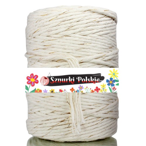 Sznurek bawełniany ZŁOTA NITKA 3mm 100m NATURALNY