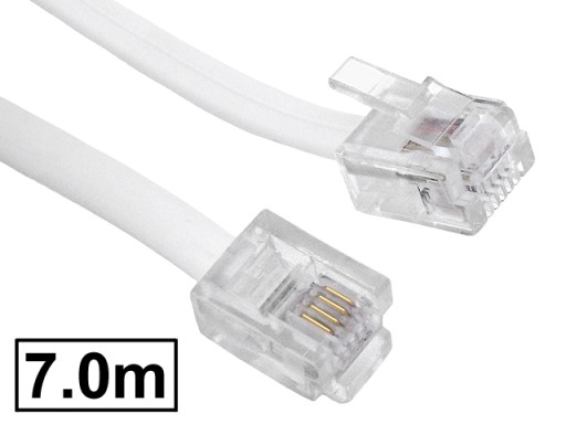 Kabel telefoniczny aparat-linia RJ11-RJ11 biały 7m