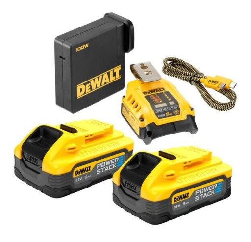 DEWALT MŁADOWARKA / ADAPTER USB +2x5,0Ah POWER STACK