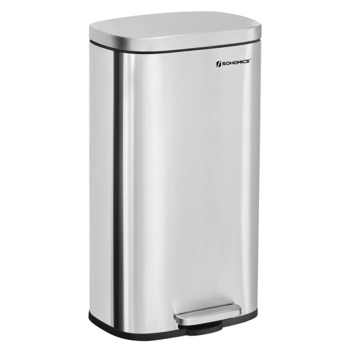 Kosz na śmieci metalowy Songmics 30l srebrny LTB03NL 34,8 x 29,7 x 63,3 cm