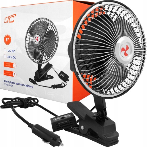 WIATRAK WENTYLATOR SAMOCHODOWY OBROTOWY KLIPS 12V