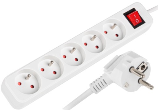 Przedłużacz Listwa zasilająca Sieciowa z Włącznikiem 3m Kabel Miedź 100%