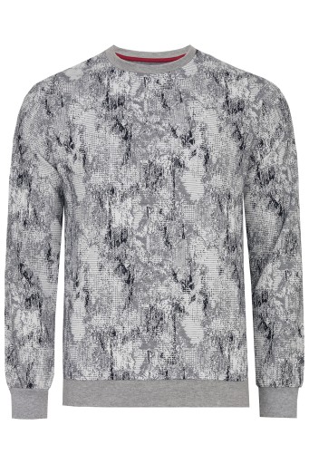 BLUZA MĘSKA BIAŁA SWETER WE WZOREK ŚCIĄGACZ: L