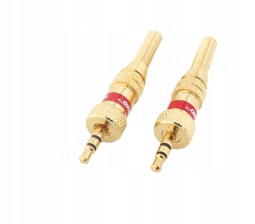 wtyk Jack 3,5 mm stereo złocony na kabel +nakrętka