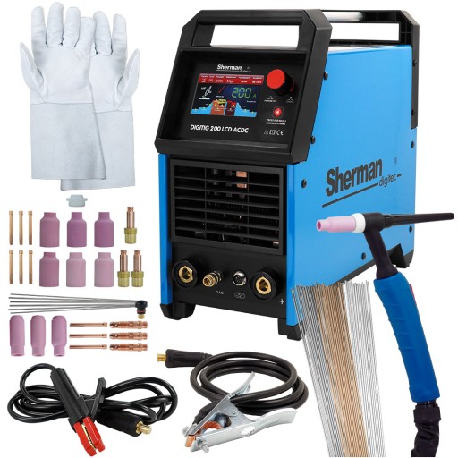 ZESTAW Spawarka Sherman TIG 200A AC/DC Aluminium