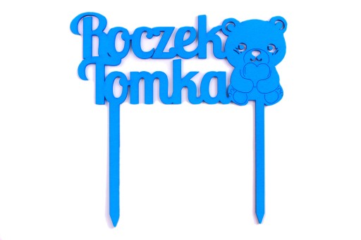 TOPPER NA TORT Roczek 1 Urodzinki Miś Imię Niebies