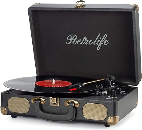 GRAMOFON WINYLOWY BLUETOOTH W WALIZCE GŁOŚNIKI VINTAGE