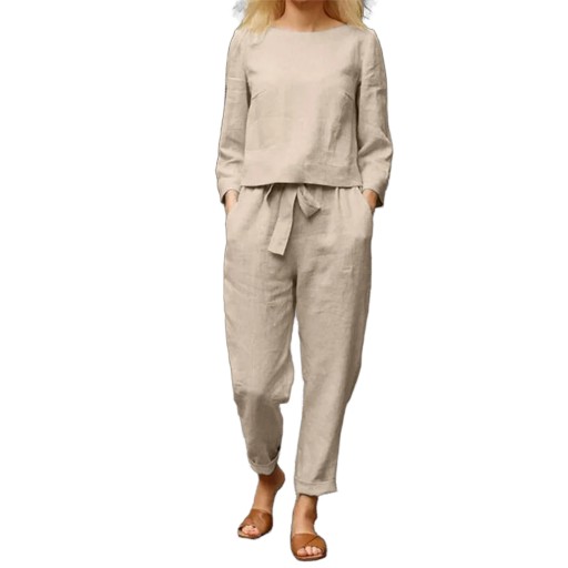 Casual Linen Loose 2-piece Set Summer Half Sleeve, XXL