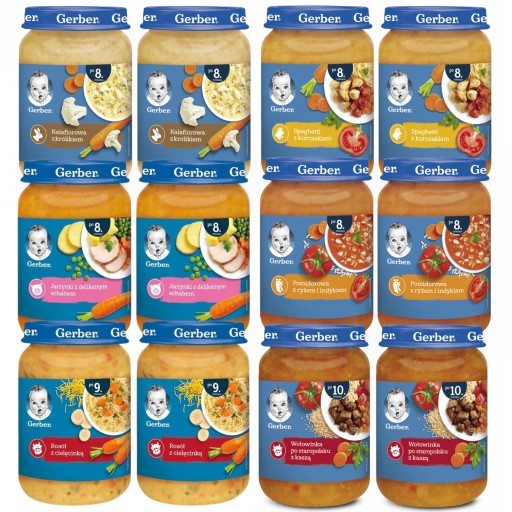 Gerber Zestaw Obiadek dla Dzieci MIX Smaków po 10. miesiącu 12x190g