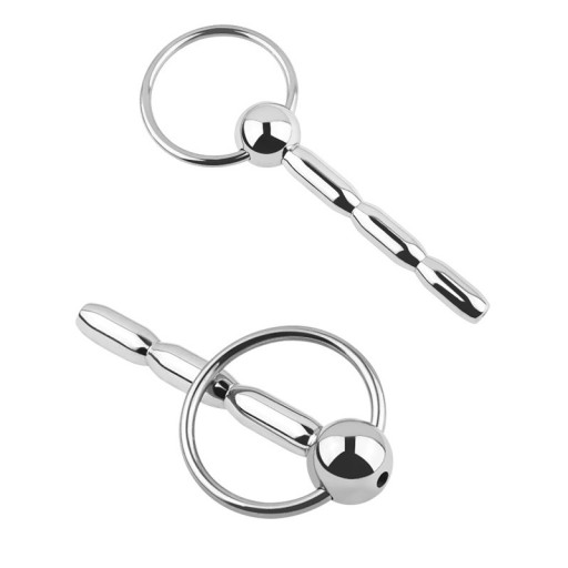 PENIS PLUG, DILATOR STALOWY Z UJŚCIEM PŁYNÓW