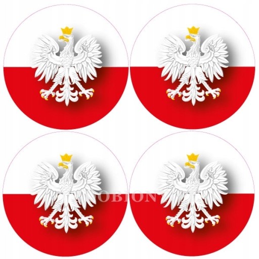 NAKLEJKA Flaga z godłem Polski okrągła