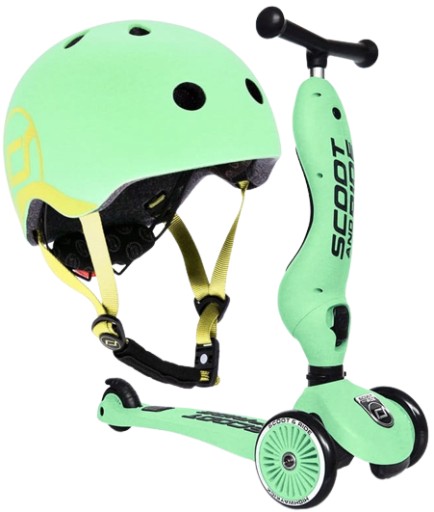 SCOOTANDRIDE Kiwi ZESTAW HULAJNOGA Jeździk 2w1 + KASK z LED XXS do S 1+