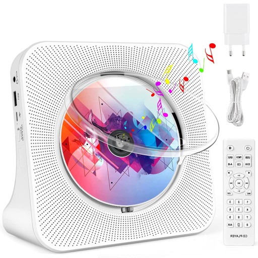 PRZENOŚNY ODTWARZACZ CD Z BLUETOOTH 5.0 WBUDOWANE GŁOŚNIKI HIFI RADIEM FM
