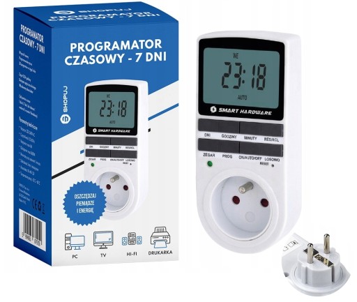PROGRAMATOR CZASOWY WŁĄCZNIK WYŁĄCZNIK LCD CYFROWY HARMONOGRAM 7 DNI 10 UST
