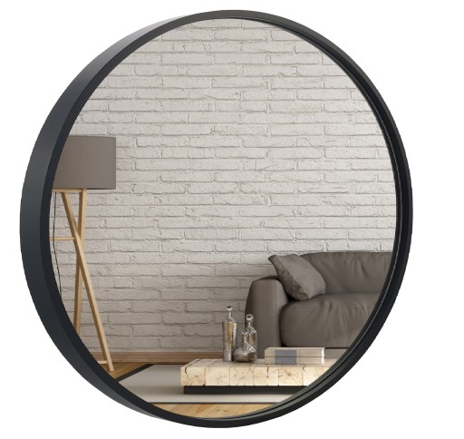 Lustro Okragłe Ścienne Loft Rama 60 Czarne PL