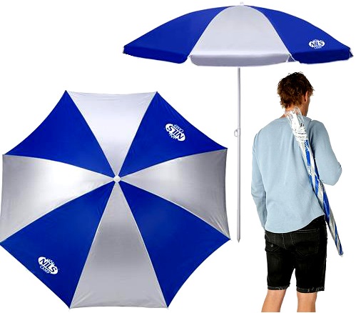 NILS NC7813 NIEBIESKI PARASOL PLAŻOWY 180 CM DUŻY PLAŻOWY OGRODOWY UV