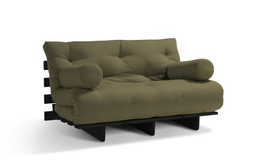 Sofa z funkcją spania 160x200 cm - Pascall Slim Basic Black Futon Khaki