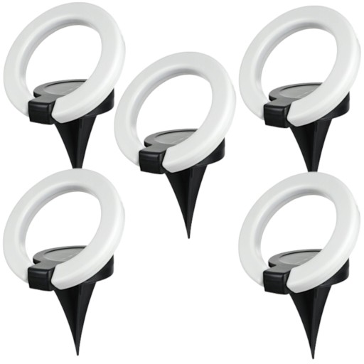 5x Lampka Solarna LED Regulowany Solar RING Wbijany z Czujnikiem Zmierzchu