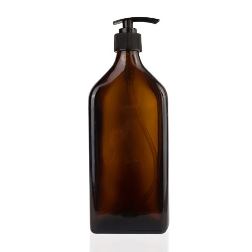 Butelka szklana płaska 250ml z pompką czarną
