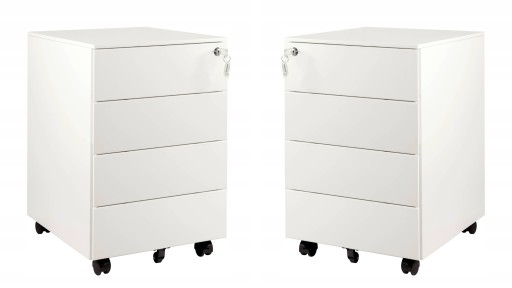 Kontener z Szufladami XD-040-4-W Biały Mobilny Metalowy z Hamulcami