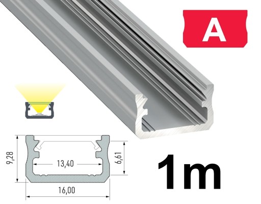 PROFIL ALUMINIOWY DO TAŚM LED 1M TYPU A SREBRNY