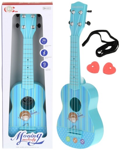 Gitara Klasyczna Akustyczna Ukulele dla Dzieci do Nauki Gry Kostka 4 Struny