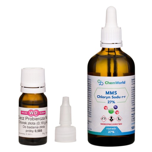 CHLOREK ZŁOTA Au 0,18g +MMS CHLORYN SODU 27% 100ml