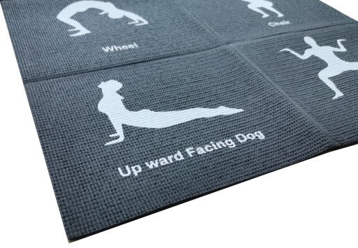 CZARNA SKŁADANA MATA DO ĆWICZEŃ JOGI YOGI FITNESSU 170 cm x 60 cm