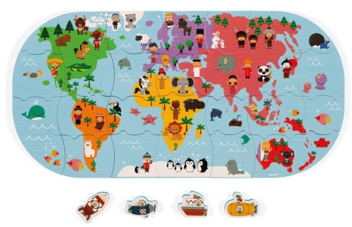 Puzzle do kąpieli Mapa Świata Janod 3+