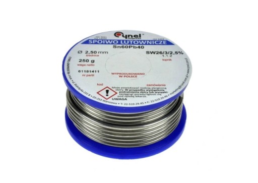 Cyna w rolce spoiwo do lutowania CYNEL 2,50mm 250g