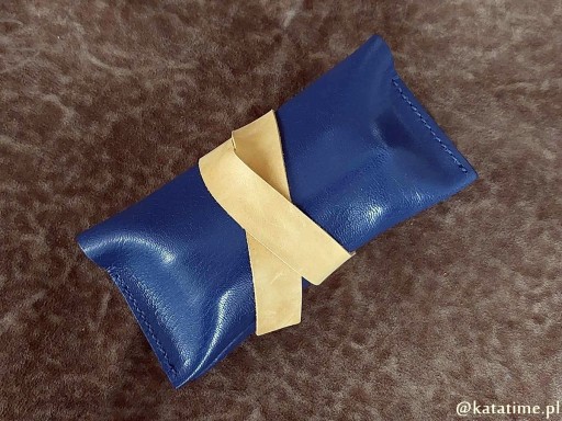 ETUI podróżne roller bag pokrowiec na 2 zegarki naturalna skóra granatowy