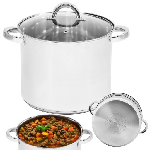 GARNEK STALOWY STALOWY WYSOKI DUŻY NA INDUKCJE GASTRO TRADYCYJNY 24CM 8L