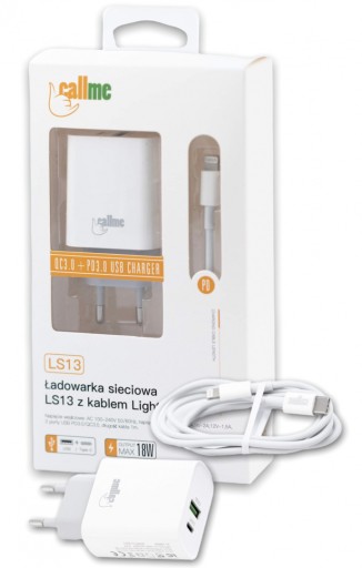 MOCNA SZYBKA ŁADOWARKA USB-C PD QC Z KABLEM TYP C i LIGHTNING do iPhone