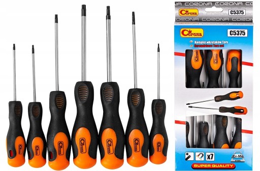 ZESTAW WKRĘTAKÓW ŚRUBOKRĘTÓW TORX MAGNES 7 szt