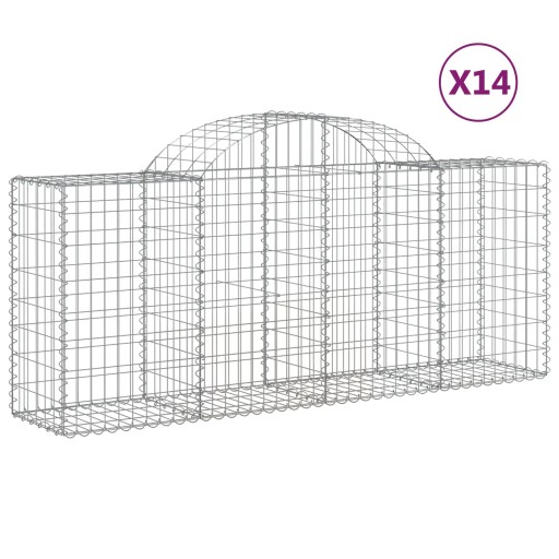 Kosze gabionowe, 14 szt, 200x50x80/100 cm, galwani