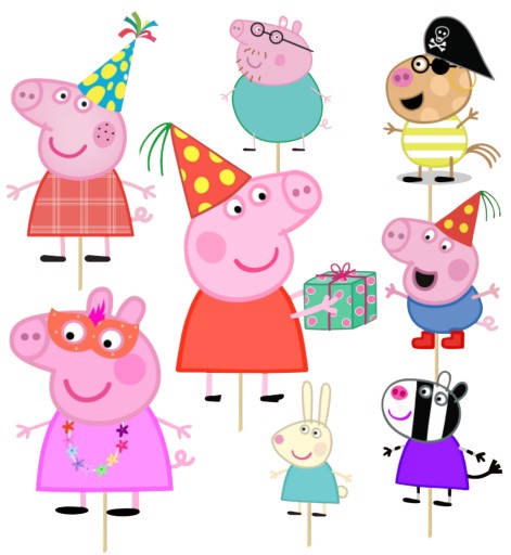 TOPPERY TOPPER NA TORT BABECZKI OZDOBA ŚWINKA PEPPA GEORGE MAMA ŚWINKA 8szt