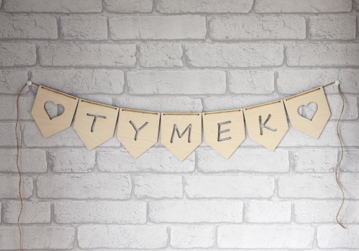 Girlanda drewniana z dowolnym napisem tabliczka