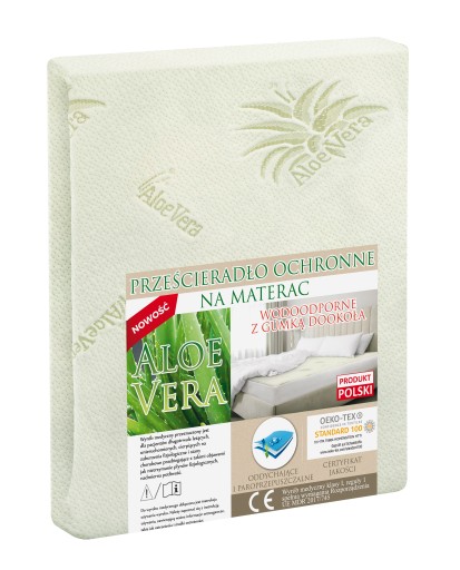 PRZEŚCIERADŁO NIEPRZEMAKALNE 90x200 ALOE VERA WODOODPORNE GUMKA DOOKOŁA