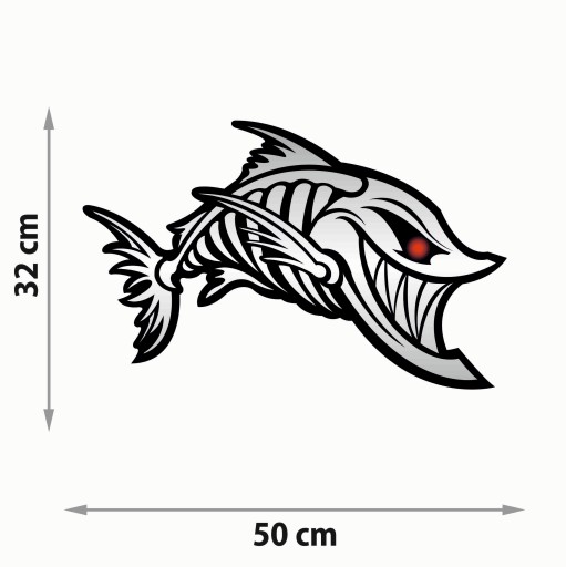 NAKLEJKA RYBA NA ŁÓDKĘ ŁÓDŹ AUTO 50 cm + GRATIS