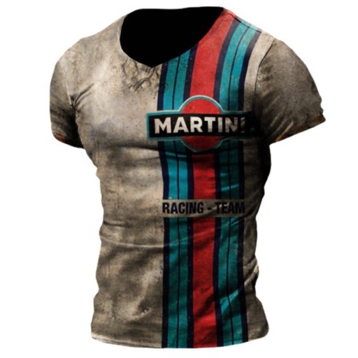 KOSZULKA VINTAGE T-SHIRT MĘSKI NADRUK 3D MARTINI